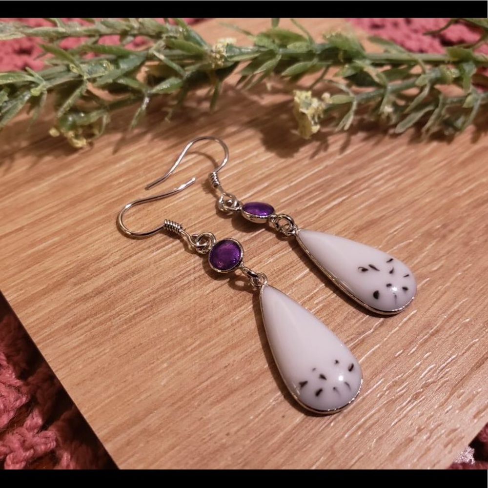 925 Silver Opal Dangle Earrings - Picture 4 of 5